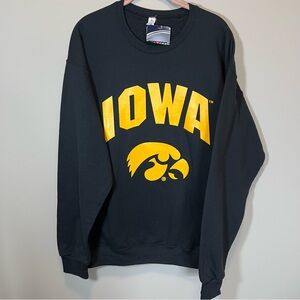 Jerzees Black Iowa Hawkeyes Crewneck Sweatshirt Large NWT